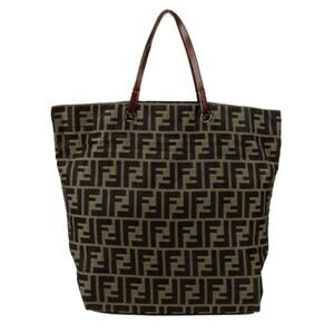 Fendi FF Logo Zucca Bag Shoulder‎ Strap Tote Purse Brown Black Canvas Monogram